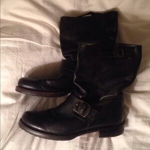 Frye Black Leather Combat Boots